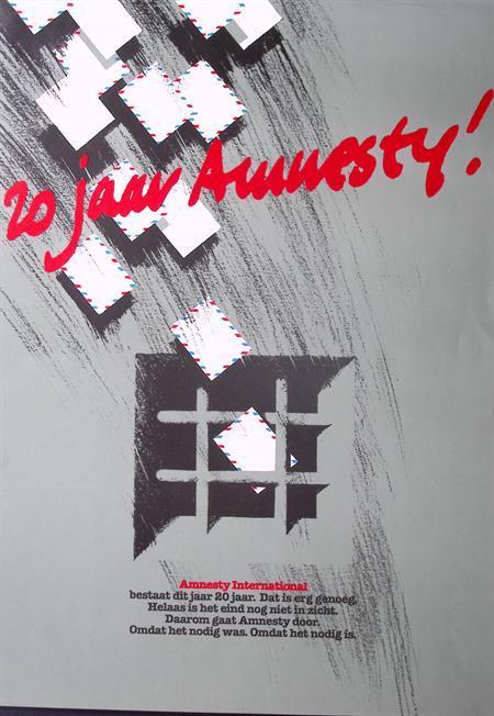 20 jaar Amnesty International op poster (lijst optie), Verzamelen, Posters, Nieuw, Overige onderwerpen, Met lijst, Verzenden