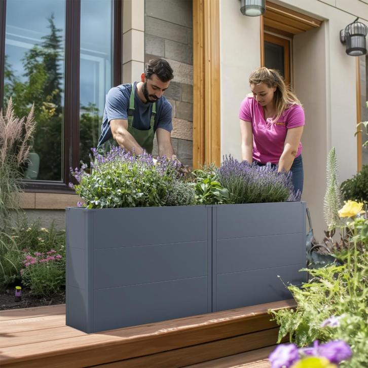 Plantenbak staal 100 x 30 x 77 cm, Tuin en Terras, Bloembakken en Plantenbakken, Verzenden