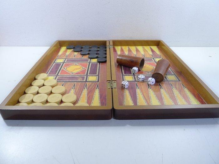 Jeu de société - Backgammon et échiquier - boite vernis, Antiek en Kunst, Antiek | Overige Antiek