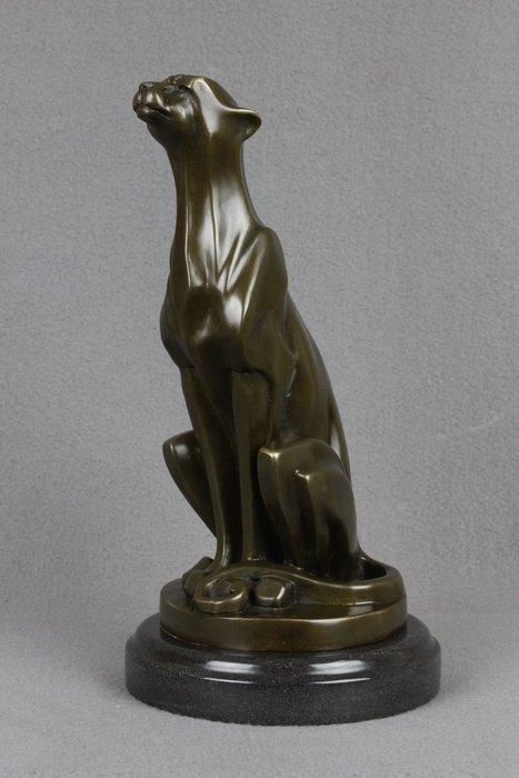 sculptuur, Sitting Cheetah - 3,8 kg - 30 cm - Gepatineerd, Antiquités & Art, Curiosités & Brocante