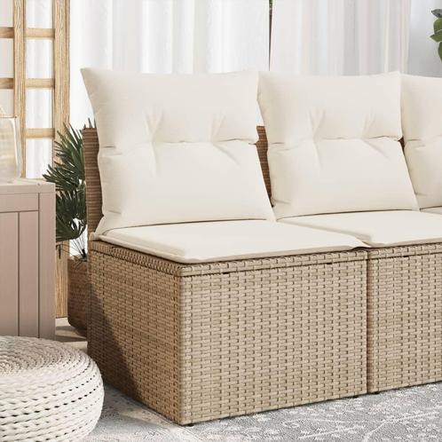 vidaXL Tuinbank zonder armleuning met kussens poly rattan, Tuin en Terras, Tuinsets en Loungesets, Nieuw, Verzenden