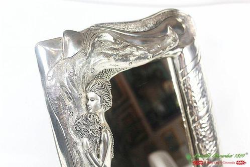 Cornice con specchio in argento lastra laminata 300 gr, Antiek en Kunst, Antiek | Zilver en Goud