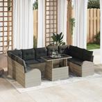 vidaXL Tuinbank Set met opslag 10 pcs Lichtgrijs Poly rattan, Verzenden, Nieuw