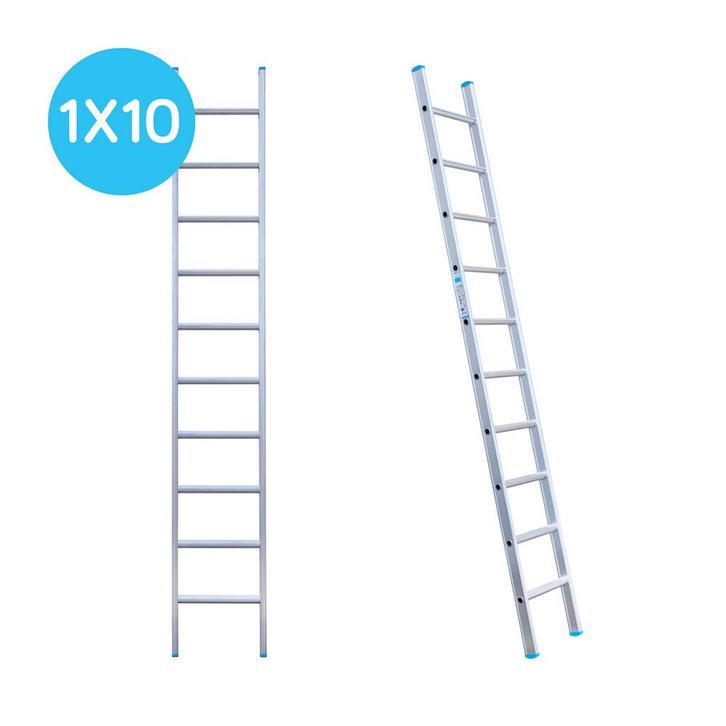 Eurostairs Ladder enkel recht 1x10 sporten, Doe-het-zelf en Bouw, Ladders en Trappen, Nieuw, Verzenden