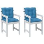 vidaXL Coussins de chaise à dossier bas lot de 2 bleu, Maison & Meubles, Accessoires pour la Maison | Coussins, Neuf, Verzenden