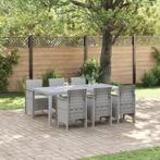 vidaXL 7-delige tuinset met kussens in lichtgrijs poly, Tuin en Terras, Tuintafels, Verzenden, Nieuw