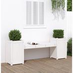 vidaXL Banc avec jardinières blanc 180x36x63 cm bois, Verzenden