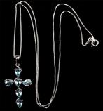 Topaas - Zilver, Halsketting van de Hemelse Kruis met Blauwe, Antiek en Kunst