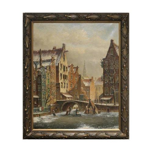 Oene Romkes de Jongh (1812-1896) - Ice-skating on the Canals, Antiek en Kunst, Kunst | Schilderijen | Klassiek