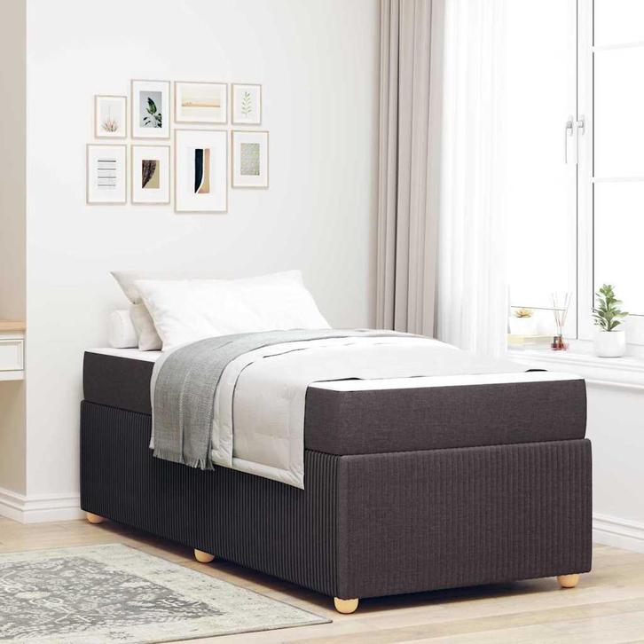 vidaXL Bedframe met matras met matras Donkerbruin 90 x 190, Huis en Inrichting, Slaapkamer | Bedden, Nieuw, Verzenden