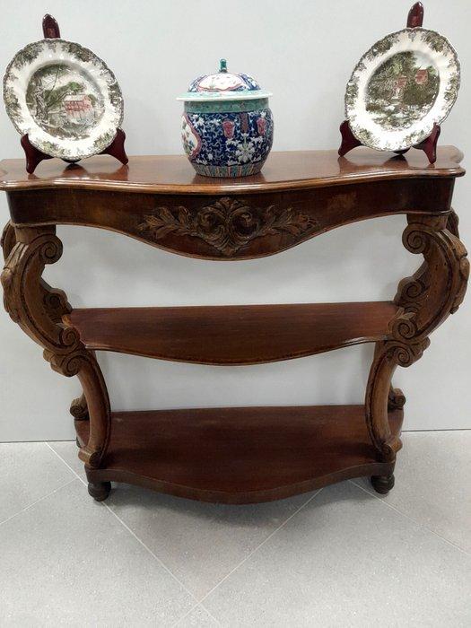 Wandtafel - Walnoot - Napolitaanse console uit het einde van, Antiek en Kunst, Antiek | Overige Antiek