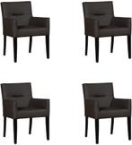 Set van 4 Donkerbruine leren landelijke eetkamerstoelen -, Huis en Inrichting, Stoelen, Overige kleuren, Nieuw, Leer, Ophalen of Verzenden