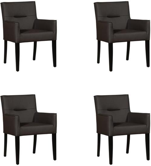Set van 4 Donkerbruine leren landelijke eetkamerstoelen -, Huis en Inrichting, Stoelen, Overige kleuren, Vier, Nieuw, Leer, Ophalen of Verzenden