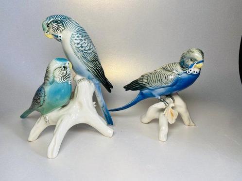 Karl Ens, Volkstedt - Beeldje - Budgie parrots (2) -, Antiek en Kunst, Antiek | Glaswerk en Kristal