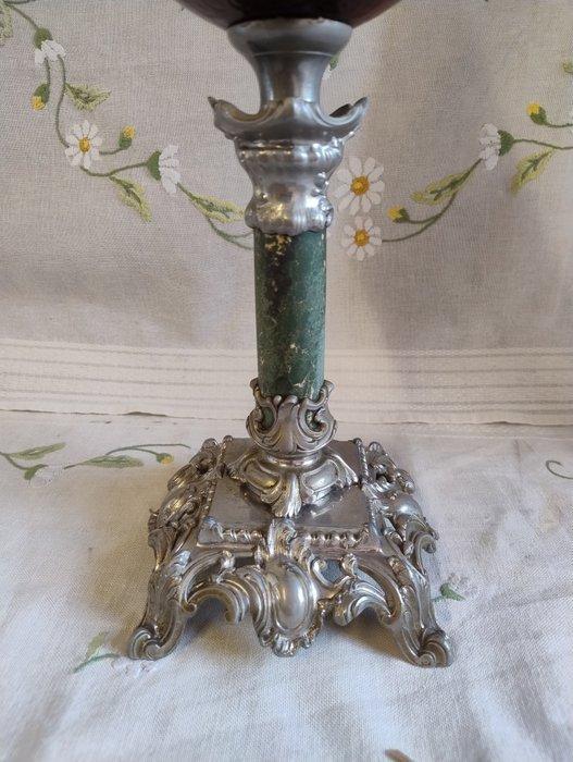 Lampe à huile - Verre, Peinture, Plaqué(e) argent, Bakélite, Antiek en Kunst, Curiosa en Brocante