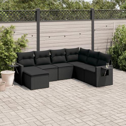 vidaXL Salon de jardin 7 pcs avec coussins noir rÃ©sine, Jardin & Terrasse, Ensembles de jardin, Salons de jardin, Neuf, Envoi