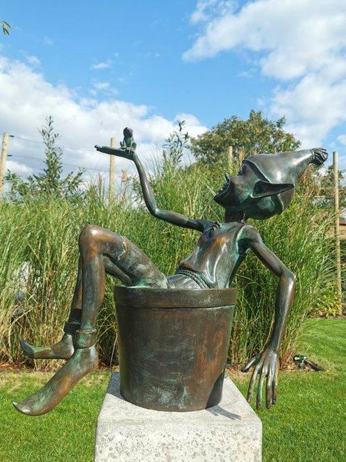 Sculpture, Fontein - pixie - kabouter - 50 cm - Bronze, Antiek en Kunst, Curiosa en Brocante