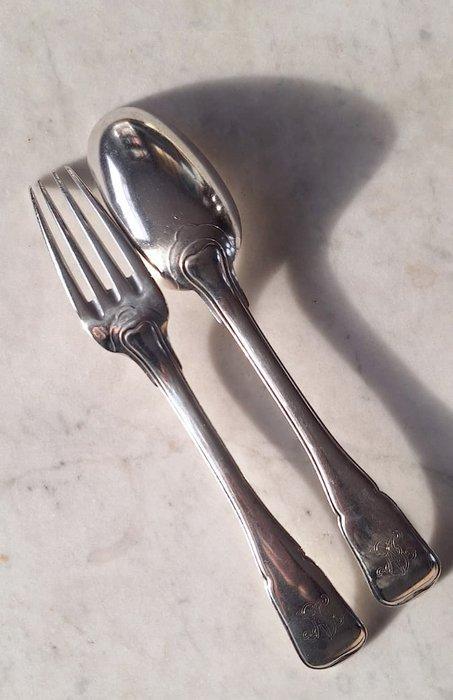 Bestekset (2) - .950 zilver, Antiek en Kunst, Antiek | Zilver en Goud