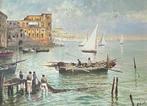 Luigi Basile (XX) - Golfo di Napoli con pescatori e Palazzo, Antiquités & Art