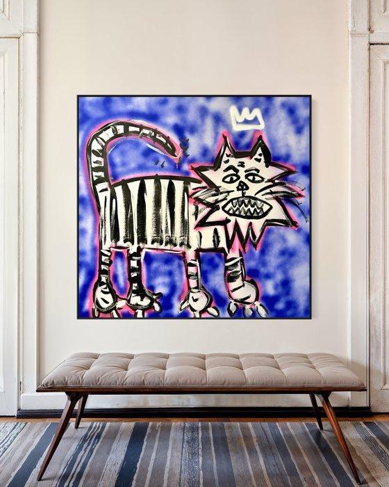 Timo Wedell - Basquiats Snow Cat - XL, Antiek en Kunst, Kunst | Schilderijen | Modern