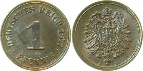 Kaiserreich 1 Pfennig 1877a f prfr schoene Patina, Timbres & Monnaies, Monnaies | Europe | Monnaies non-euro, Envoi