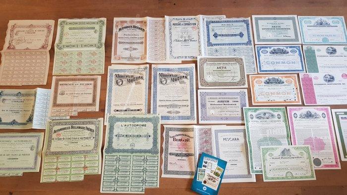Document - 26 originele historische aandelen en obligaties, Antiek en Kunst, Antiek | Speelgoed