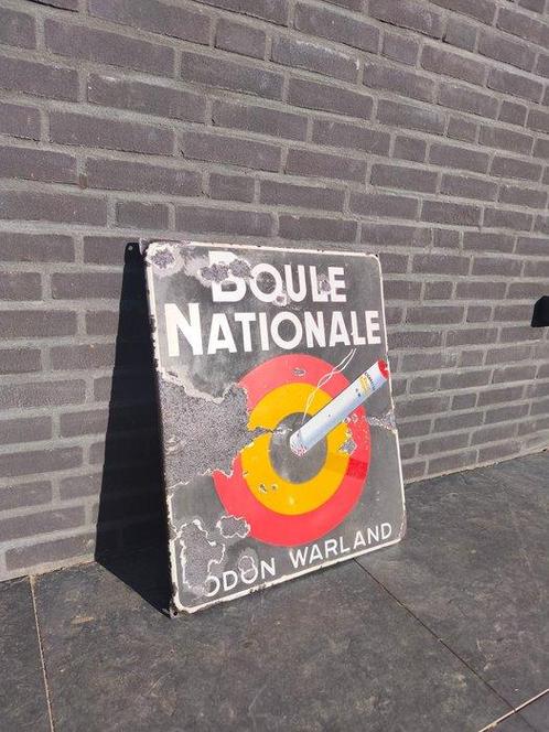 Boule Nationale – Odon Warland - Enseigne en émail - Émail, Antiek en Kunst, Antiek | Wandborden en Tegels