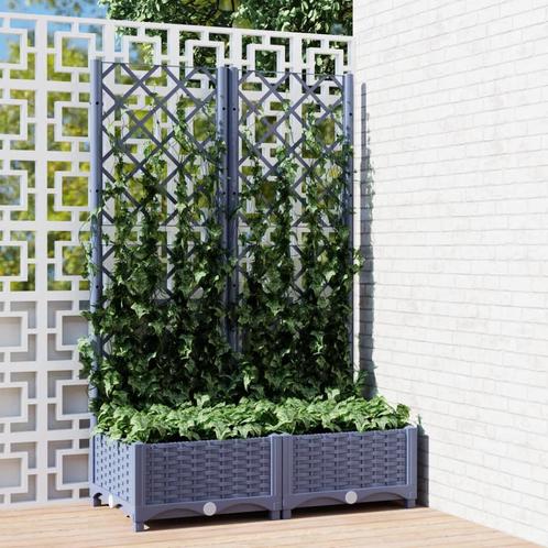 vidaXL Plantenbak met latwerk 80x40x121,5 cm polypropeen, Tuin en Terras, Bloempotten, Nieuw, Verzenden
