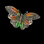 Geen reserveprijs - Vlinder in filigraan geëmailleerd zilver, Antiek en Kunst, Antiek | Zilver en Goud