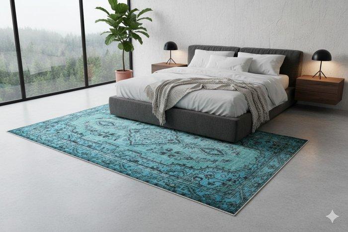 Blauw vintage - Vloerkleed - 270 cm - 170 cm - met, Huis en Inrichting, Stoffering | Tapijten en Vloerkleden