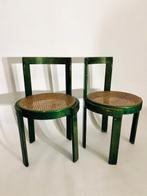Stoel (2) - Hout, Twee rieten stoelen, Antiek en Kunst