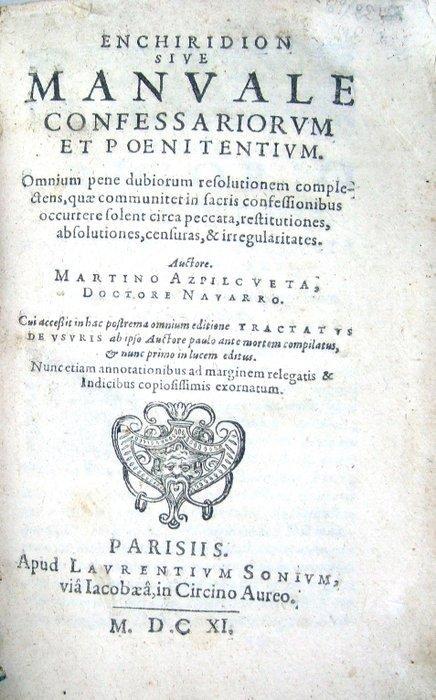 Martino Azpilcueta - Enchiridion sive Manuale Confessarorium, Antiek en Kunst, Antiek | Boeken en Manuscripten