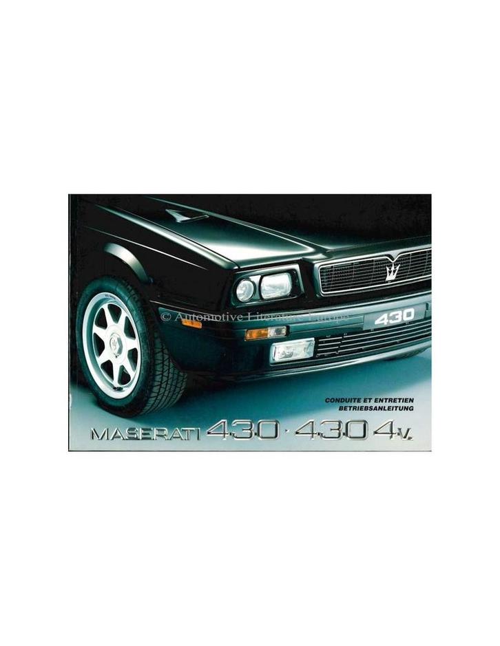 1992 MASERATI 430 INSTRUCTIEBOEKJE FRANS DUITS, Autos : Divers, Modes d'emploi & Notices d'utilisation, Enlèvement ou Envoi