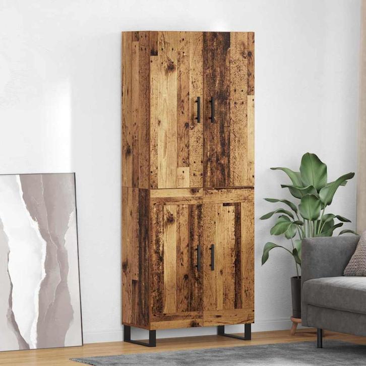 vidaXL Highboard 2 pcs Oud Hout Gefabriceerd Hout en Glas, Huis en Inrichting, Kasten | Dressoirs, Nieuw, Verzenden