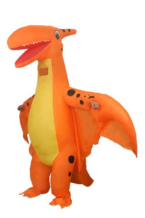 KIMU® Opblaas Kostuum Pterosaurus Oranje Opblaasbaar Pak Din, Kleding | Heren, Carnavalskleding en Feestkleding, Nieuw, Ophalen of Verzenden