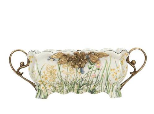 Jardinière - Bronze, Porcelaine, Antiek en Kunst, Kunst | Designobjecten