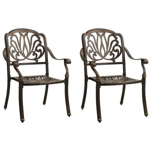 vidaXL Tuinstoelen 2 st gietaluminium bronskleurig, Tuin en Terras, Tuinstoelen, Nieuw, Verzenden