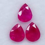 3 pcs Rood Robijn - 1.47 ct - Instituto Gemólogico Español, Handtassen en Accessoires, Edelstenen, Nieuw
