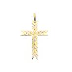 Bicolor gouden gevlochten hanger van een kruis, Handtassen en Accessoires, Bedels, Ophalen of Verzenden, Gebruikt, Goud, Overige merken