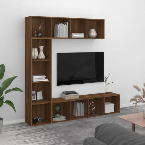 vidaXL 3-delige boekenkast- / tv-meubelset 180x30x180 cm, Maison & Meubles, Armoires | Bibliothèques, Envoi