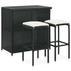 vidaXL 3-delige Barset poly rattan zwart, Verzenden, Nieuw