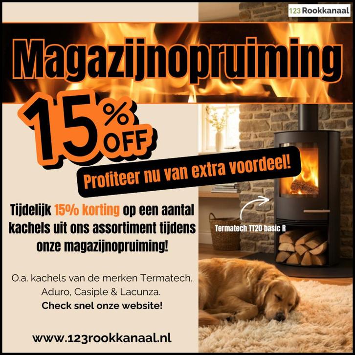 Magazijnopruiming houtkachel o.a. termatech, Maison & Meubles, Poêles, Envoi