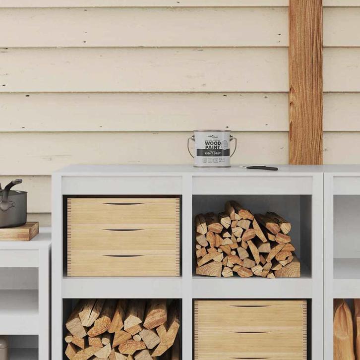 vidaXL Houtverf Lichtgrijs 16,5 x 16,5 x 15,9 cm, Doe-het-zelf en Bouw, Verf, Beits en Lak, Nieuw, Verzenden