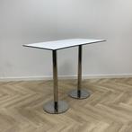 Tweedehands sta-tafel / bartafel 140x70 cm, wit - chroom, Huis en Inrichting, Tafelonderdelen, Gebruikt