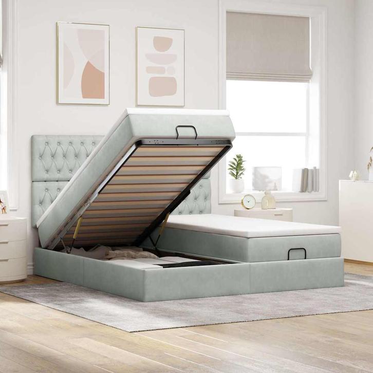 vidaXL Ottoman bed met matrassen 180x200cm fluweel, Huis en Inrichting, Slaapkamer | Bedden, Nieuw, Verzenden