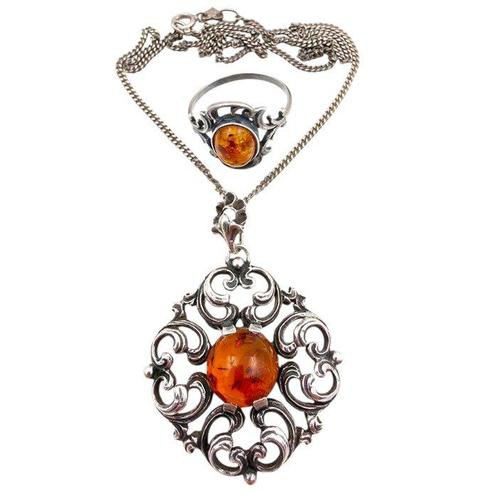 Zonder Minimumprijs - 2-delige sieradenset Zilver - Polen, Handtassen en Accessoires, Antieke sieraden