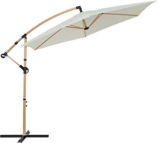 2dekans | Zwevende / Hangende Parasol - Creme - 300 cm breed, Tuin en Terras, Parasols, Ophalen of Verzenden