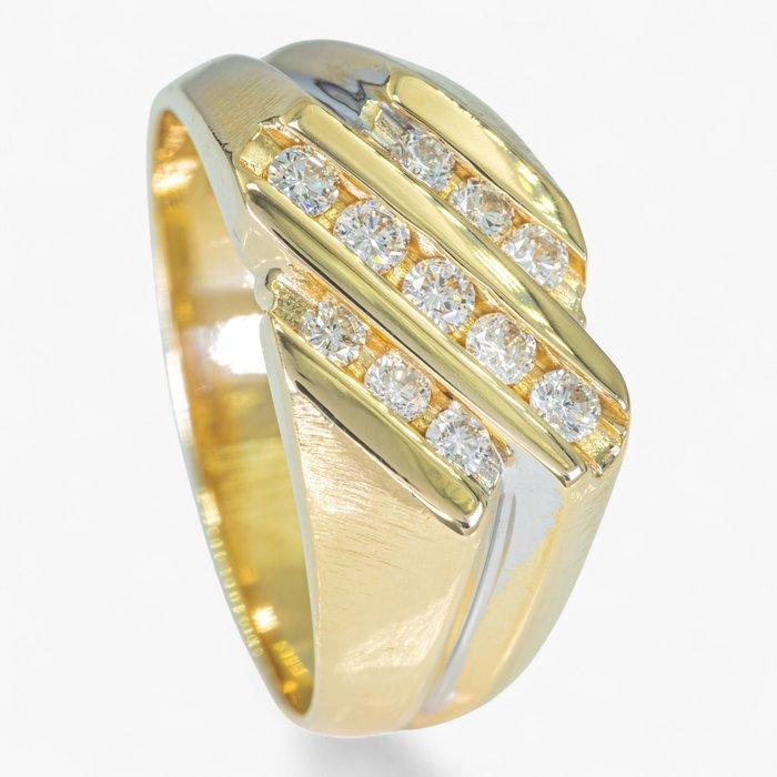 Zonder Minimumprijs - Ring - 14 karaat Geel goud, Witgoud,, Handtassen en Accessoires, Ringen