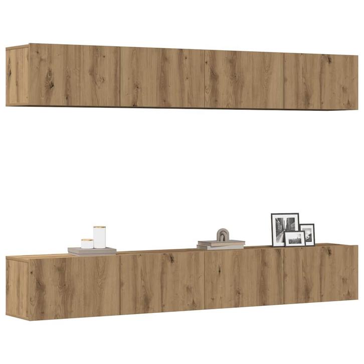 vidaXL 4-delige wand-tv-meubelset Artisan Oak 100x30x30 cm, Huis en Inrichting, Kasten |Televisiemeubels, Nieuw, Verzenden