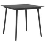 vidaXL Table à dîner de jardin Noir 80x80x74 cm Acier et, Neuf, Verzenden